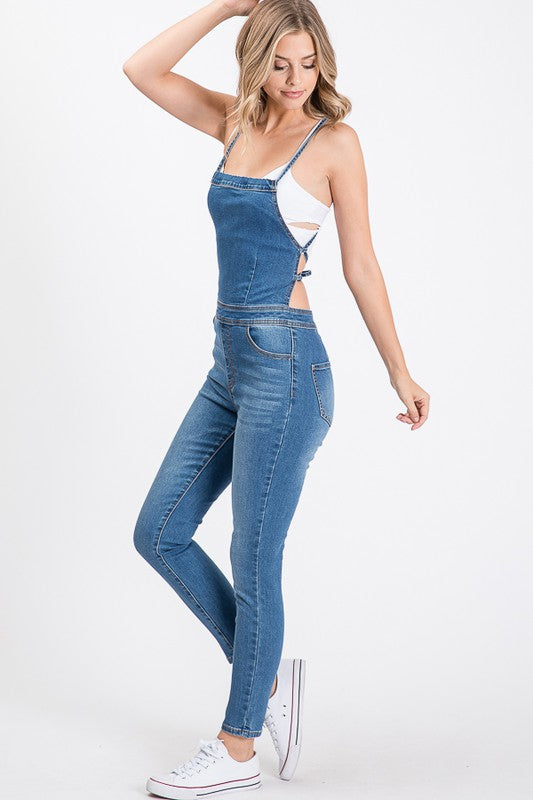 BACKLESS DRAWSTRING SKINNY JUMPSUIT