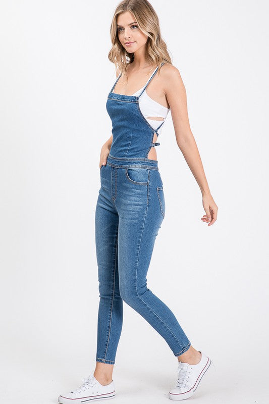 BACKLESS DRAWSTRING SKINNY JUMPSUIT