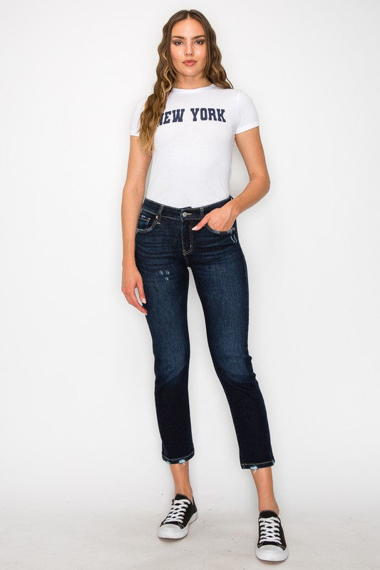 HIGH RISE SKINNY STRAIGHT JEANS