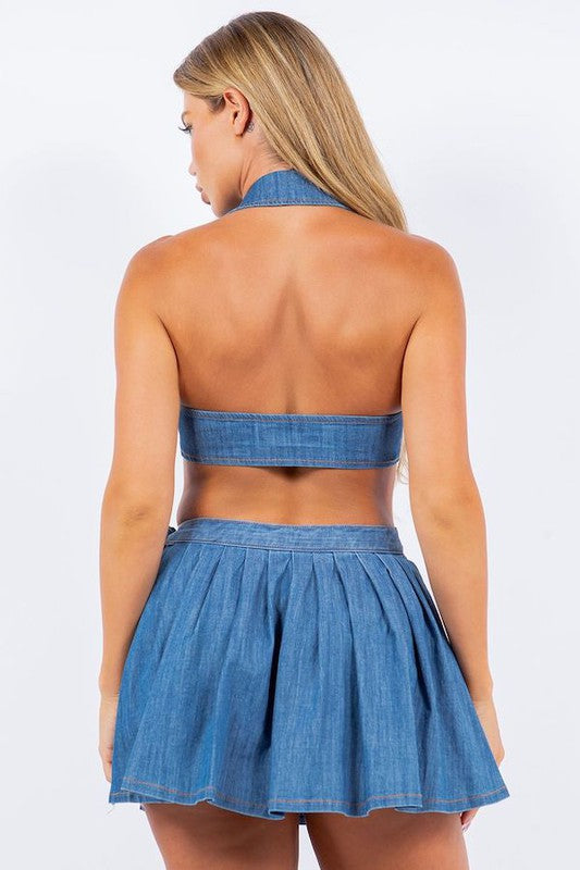 JADE DENIM SKIRT SET IN DENIM