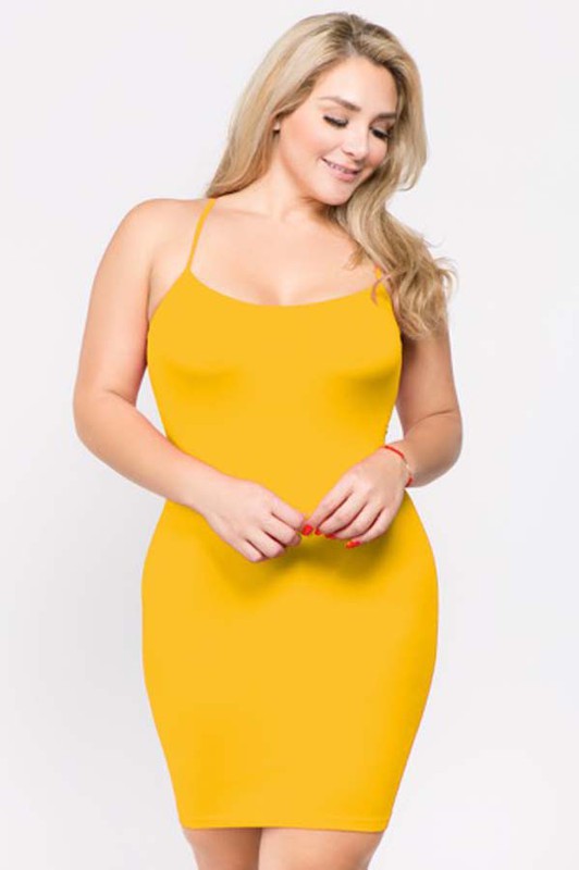 Plus Size Solid Seamless Long Cami Top/Dress