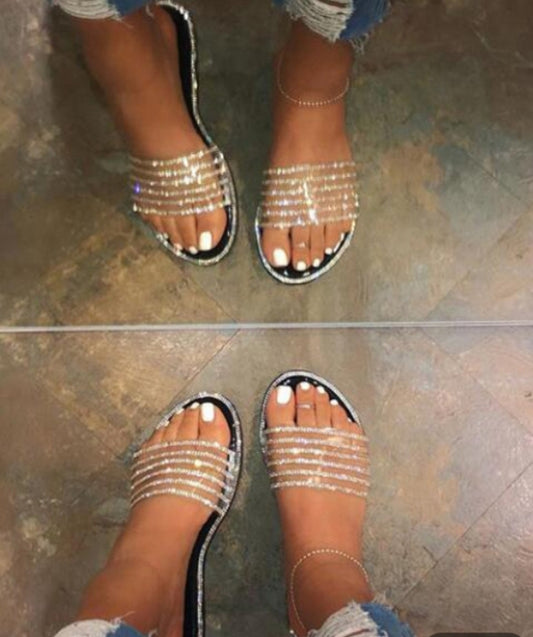 Rhinestone Flat Beach Stylish Slippers