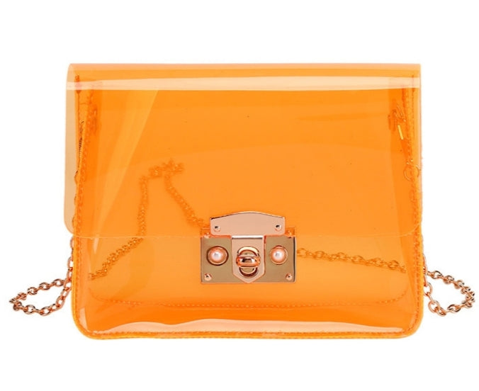 Candy Color Transparent PVC Small Jelly Chain Crossbody Bags The Type Of Chain Is Random