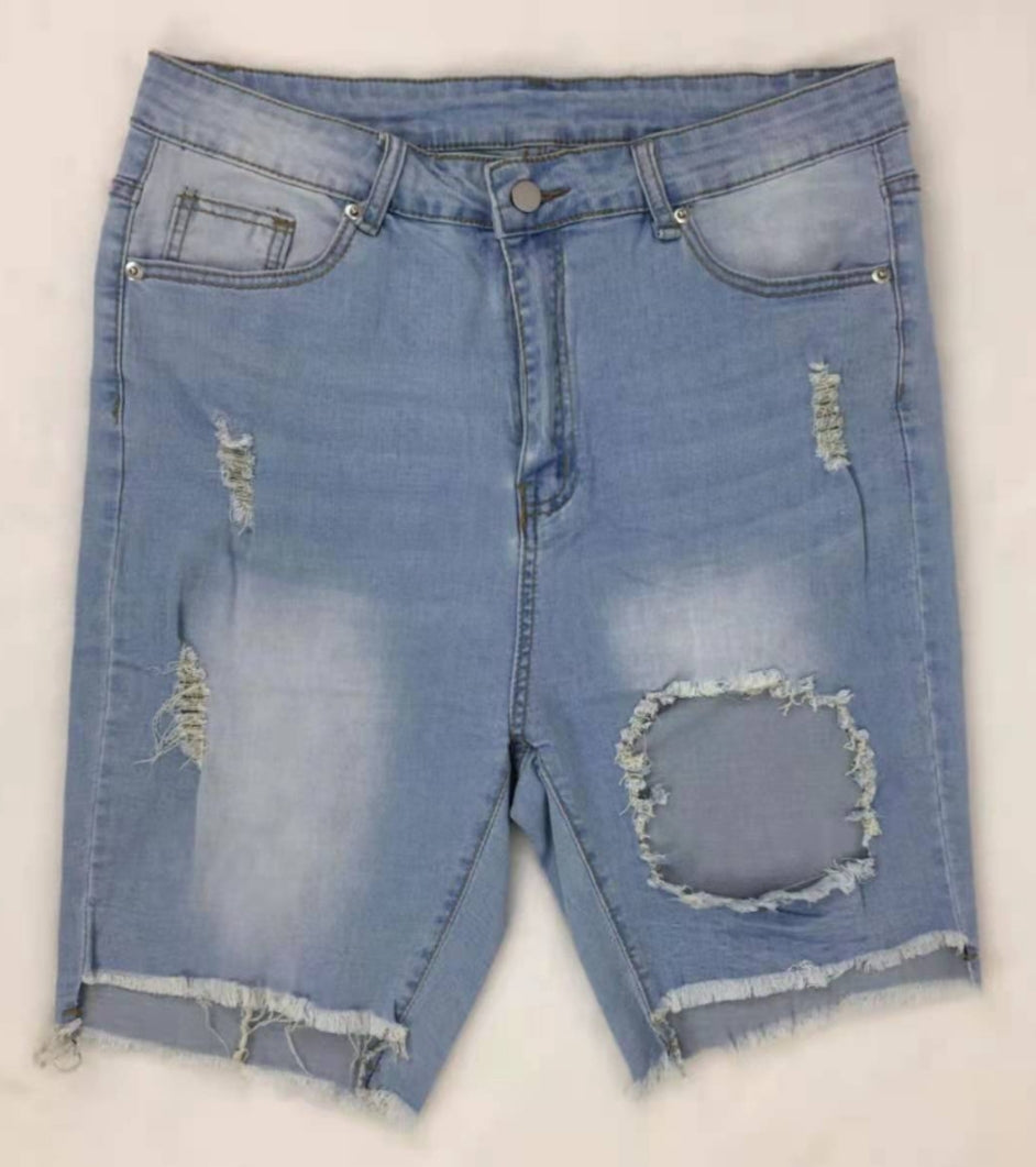 Women Sexy Hole Bermuda Destroyed Ripped Denim Shorts