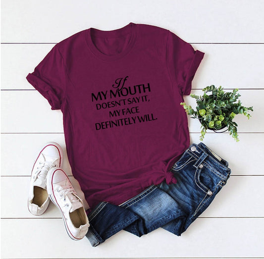 Short Sleeve Letter Shirt "My Mouth"