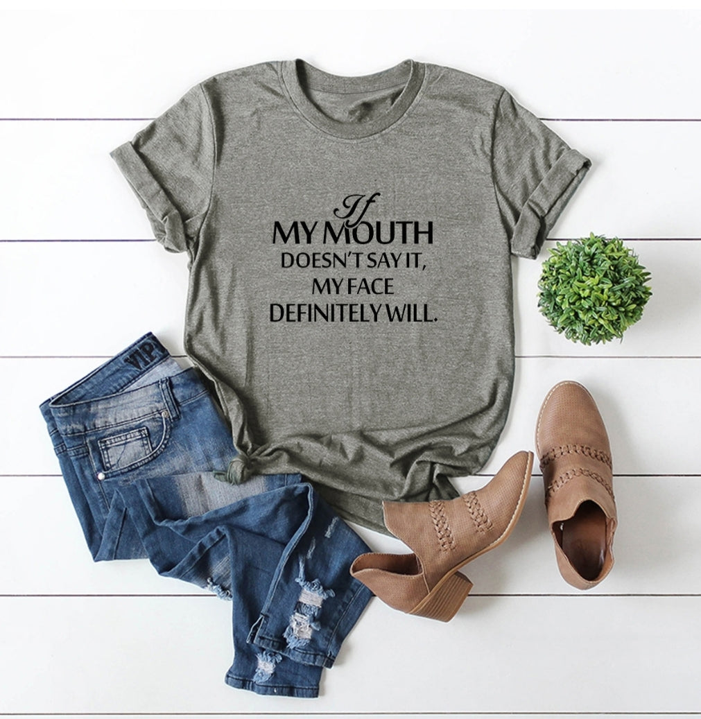 Short Sleeve Letter Shirt "My Mouth"