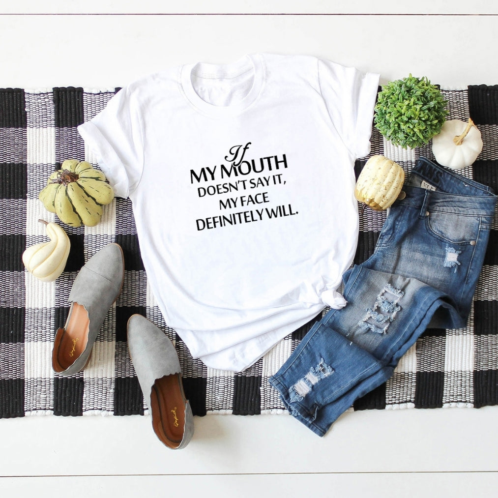 Short Sleeve Letter Shirt "My Mouth"