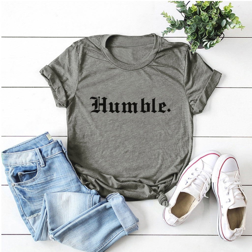 Short Sleeve Letter Shirt "Humble"