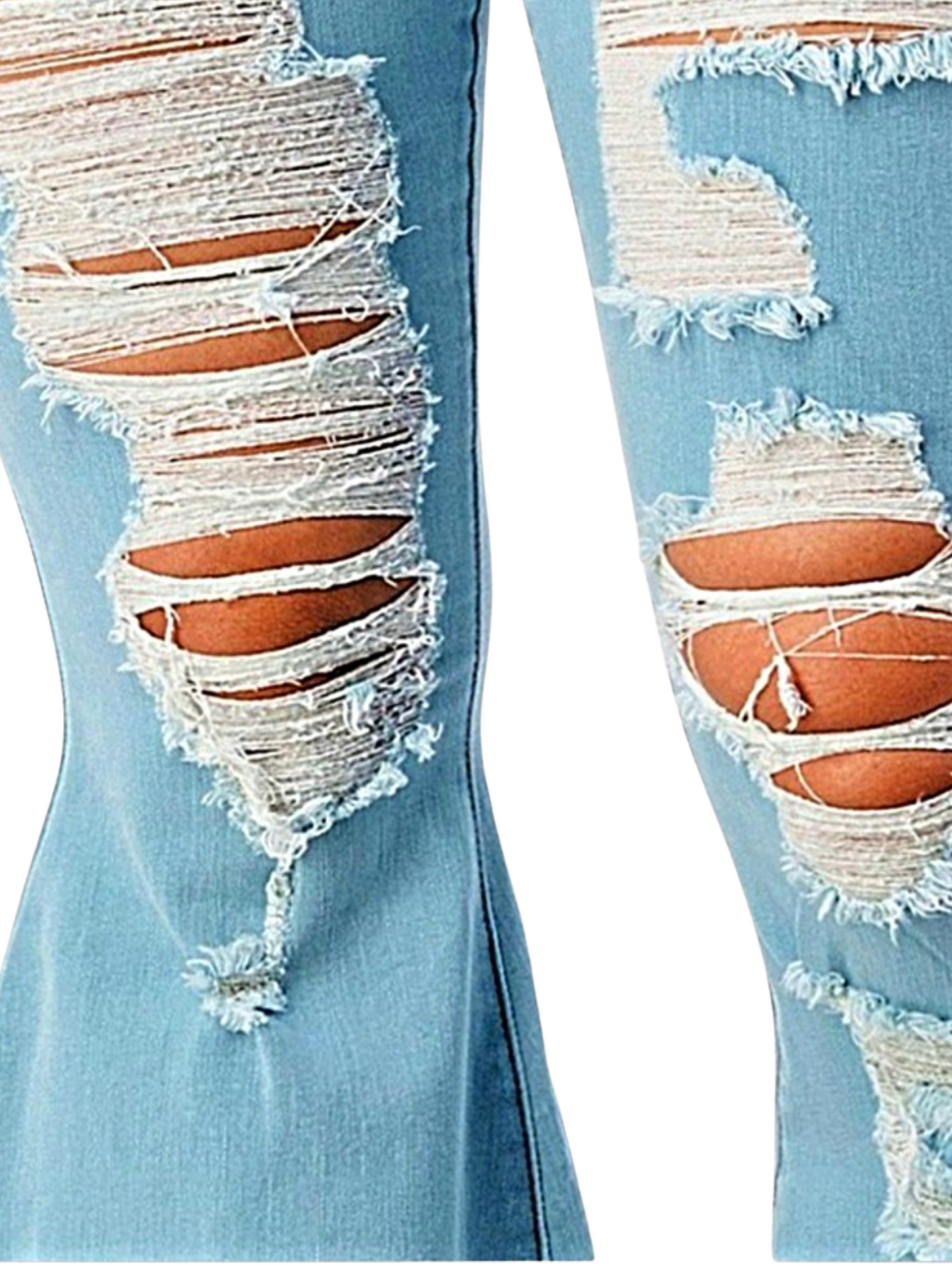 Plus Size High Rise Destroyed Super Flare Jeans