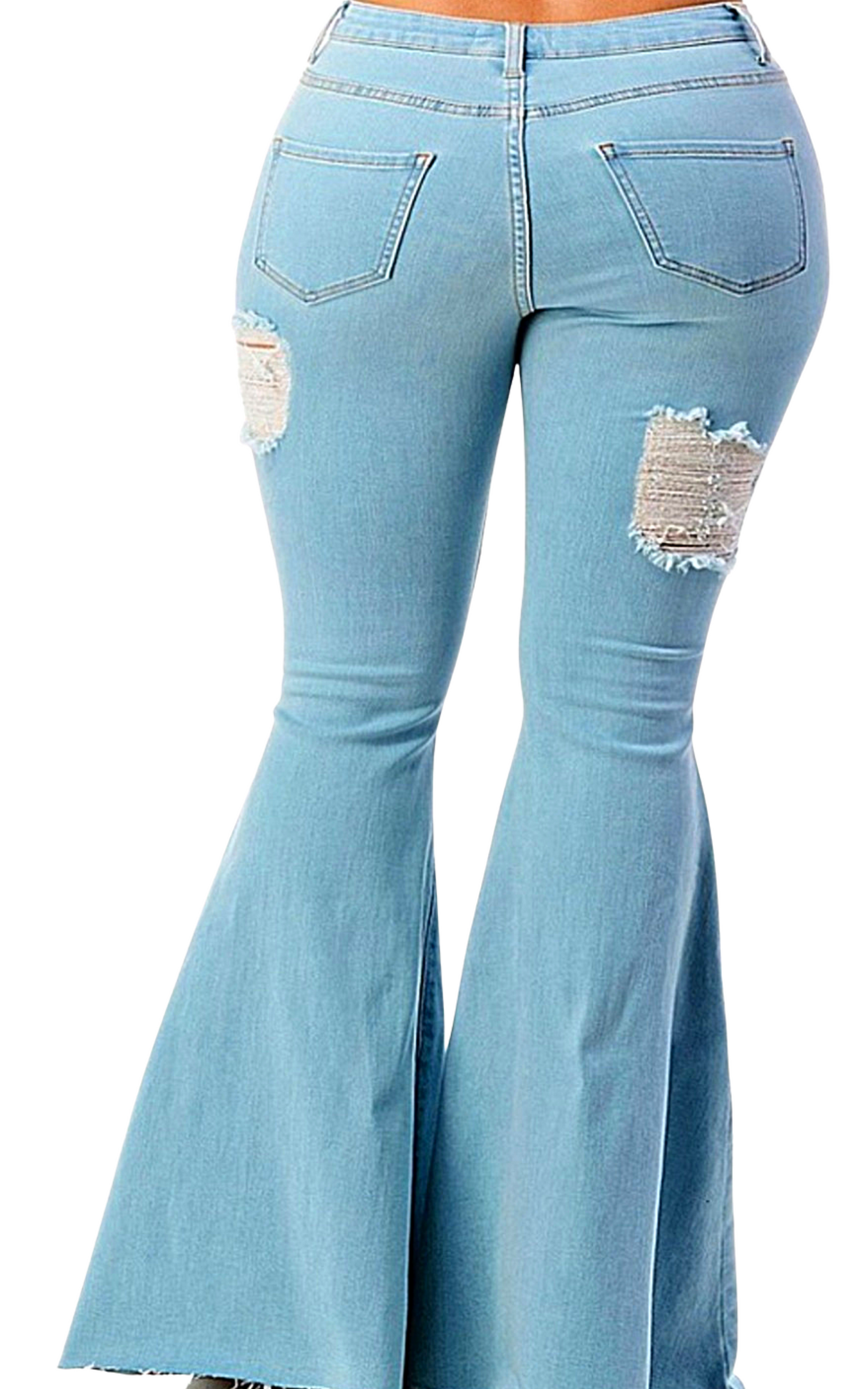 Plus Size High Rise Destroyed Super Flare Jeans