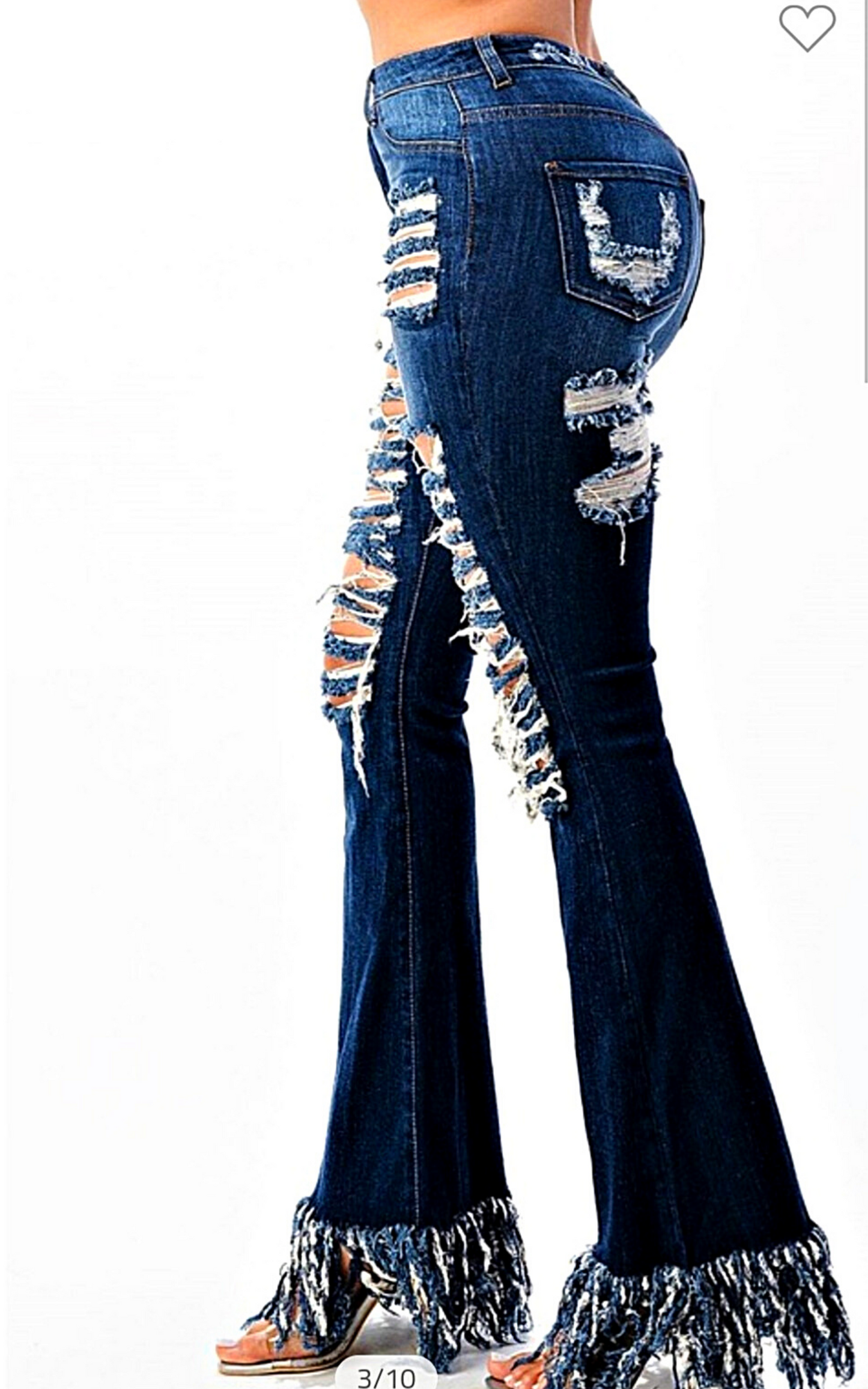 High Rise Destroyed Flare Jeans