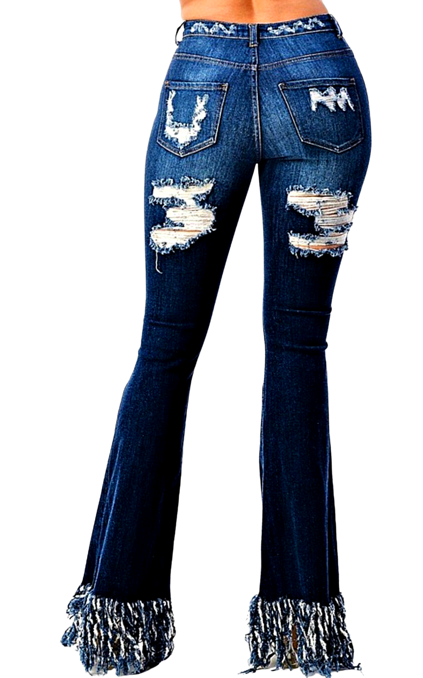 High Rise Destroyed Flare Jeans