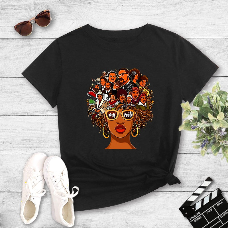 Fashion Character Avatar Print Short Sleeve T shirt